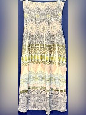 Lapis Anthro | Boho 2-in-1 Embroidered Shimmer Midi Dress Skirt